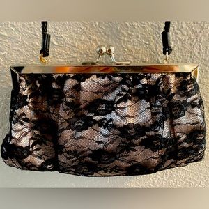 Costume Purse - Beige w/Black Lace